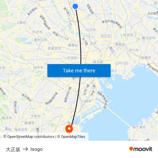 大正坂 to Isogo map
