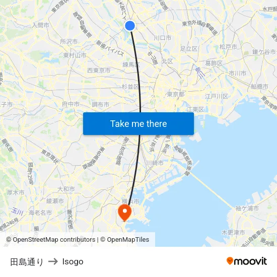 田島通り to Isogo map