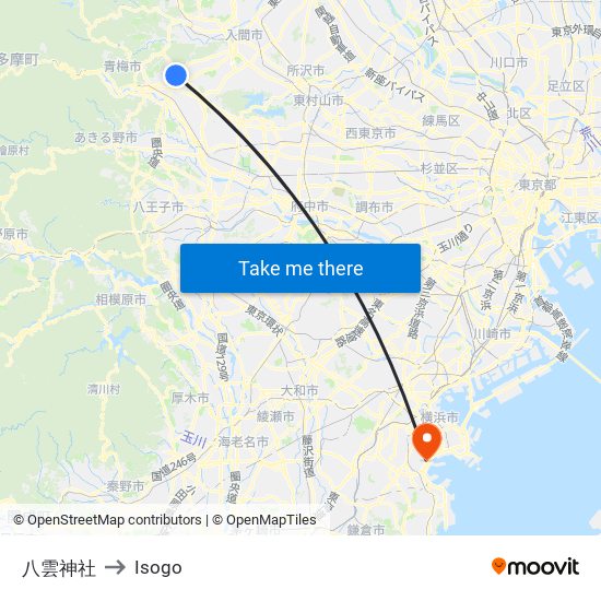 八雲神社 to Isogo map