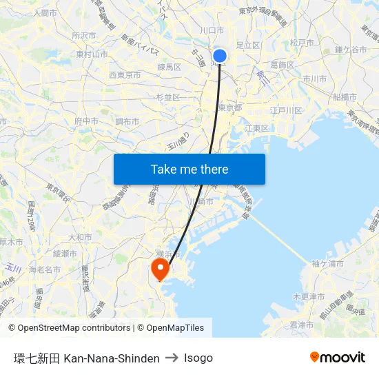 環七新田 Kan-Nana-Shinden to Isogo map