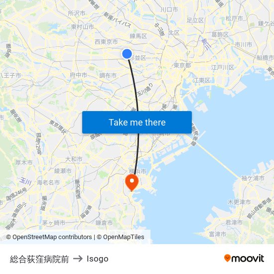総合荻窪病院前 to Isogo map