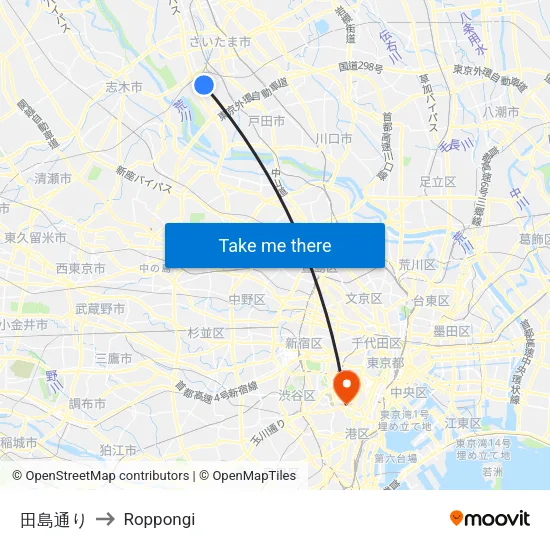 Tajima Street to Roppongi map