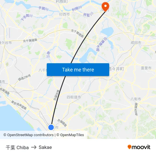 千葉 Chiba to Sakae map