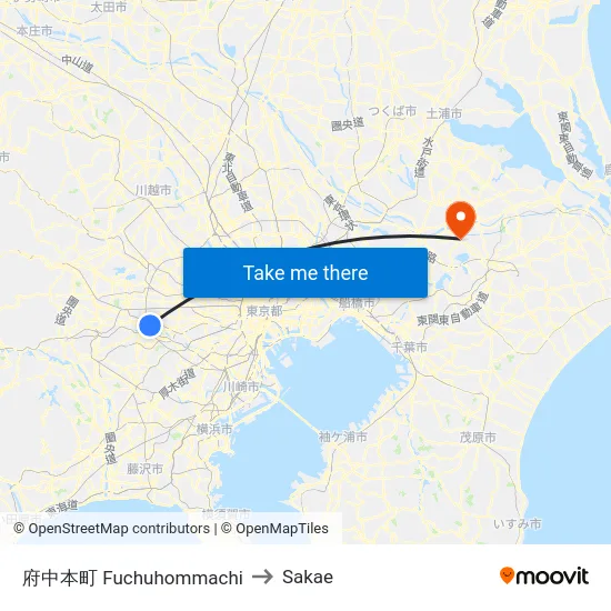 府中本町 Fuchuhommachi to Sakae map