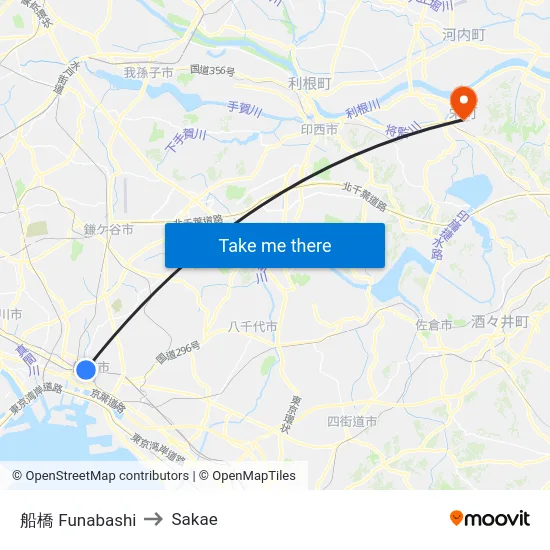 船橋 Funabashi to Sakae map