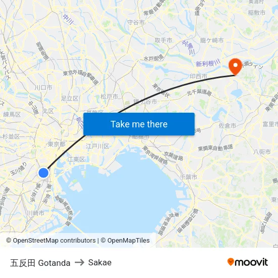 Gotanda to Sakae map