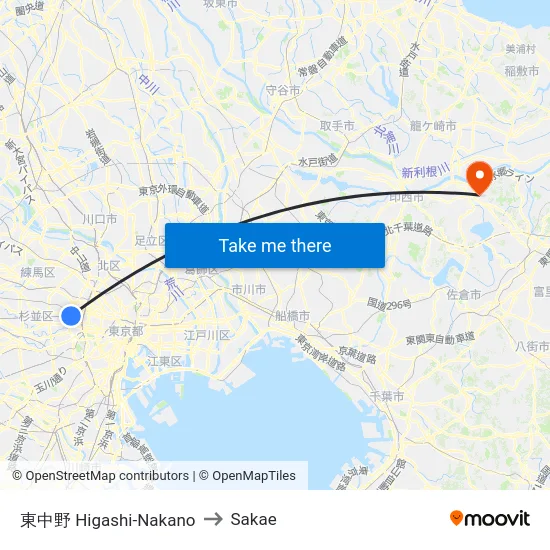 東中野 Higashi-Nakano to Sakae map
