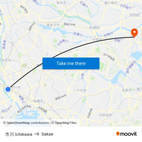 市川 Ichikawa to Sakae map