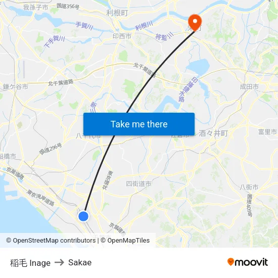 Inage to Sakae map