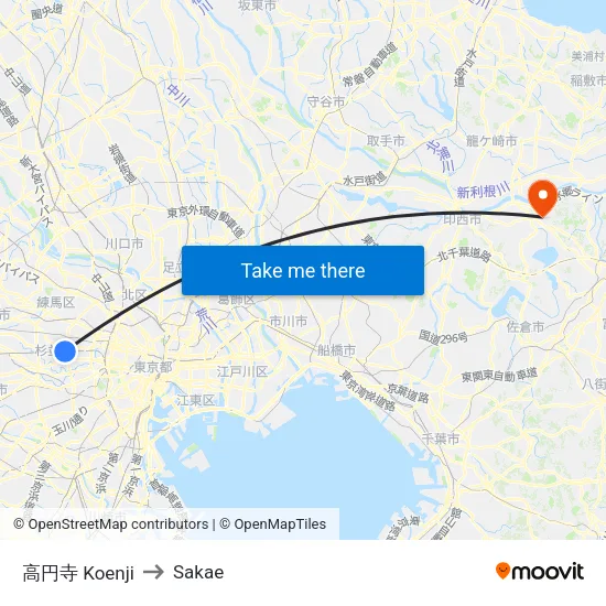 高円寺 Koenji to Sakae map