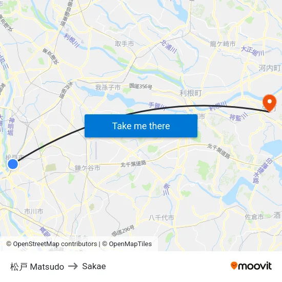 松戸 Matsudo to Sakae map