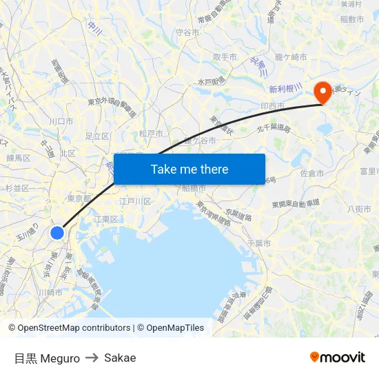目黒 Meguro to Sakae map