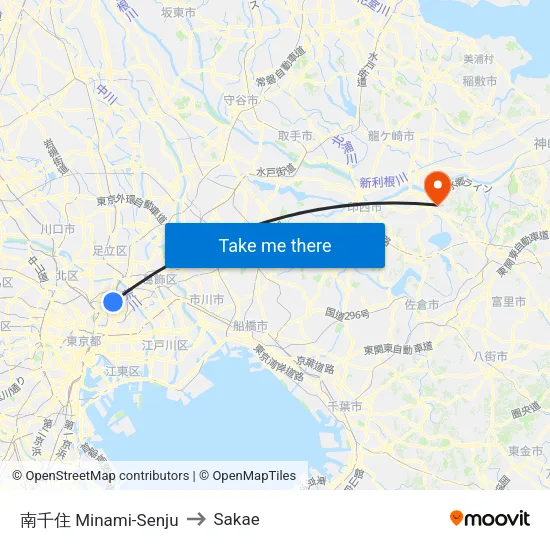 南千住 Minami-Senju to Sakae map
