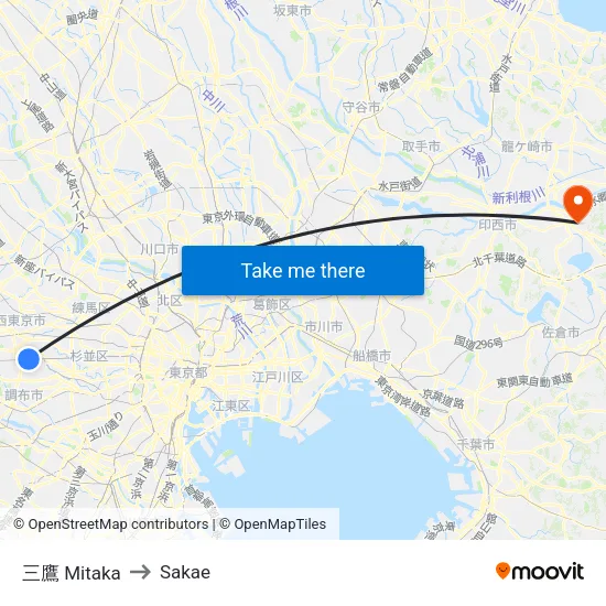 三鷹 Mitaka to Sakae map