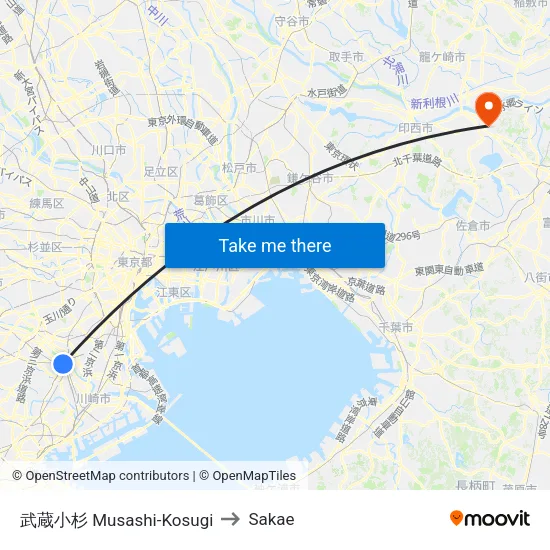 武蔵小杉 Musashi-Kosugi to Sakae map