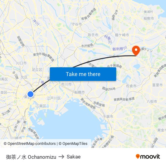 御茶ノ水 Ochanomizu to Sakae map