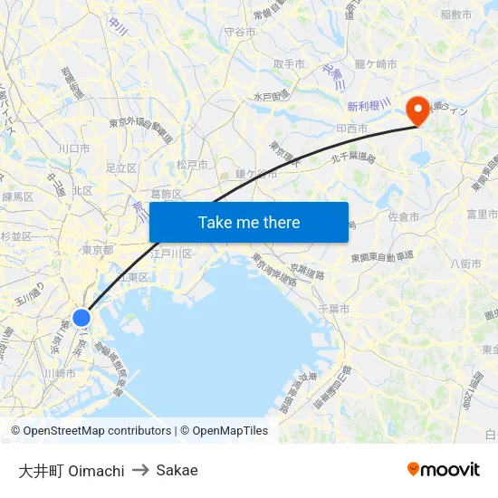 Oimachi to Sakae map