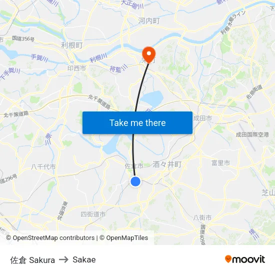 Sakura to Sakae map