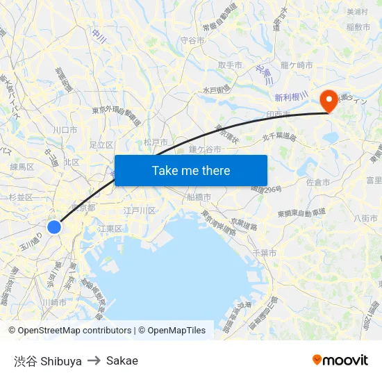 渋谷 Shibuya to Sakae map
