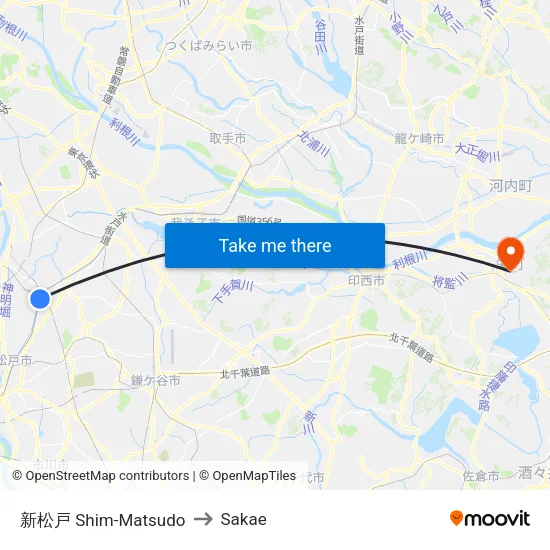 新松戸 Shim-Matsudo to Sakae map