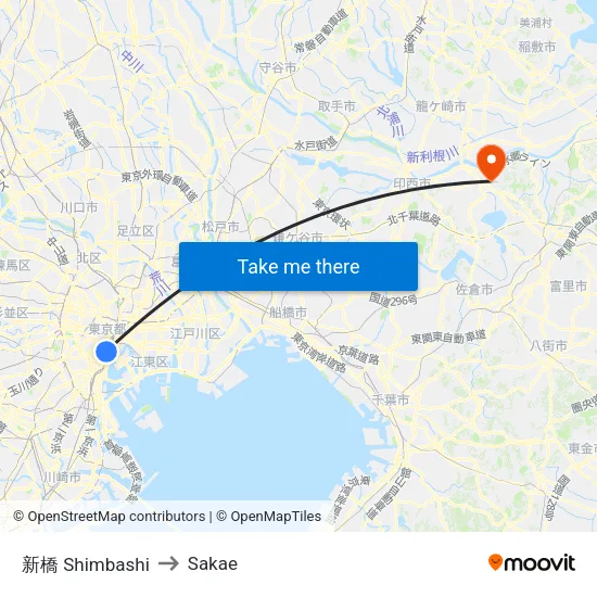 新橋 Shimbashi to Sakae map