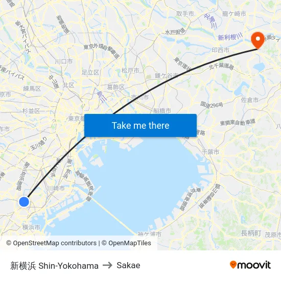 Shin-Yokohama to Sakae map