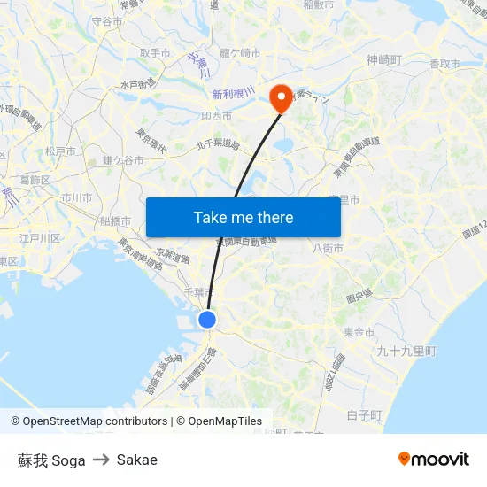 蘇我 Soga to Sakae map