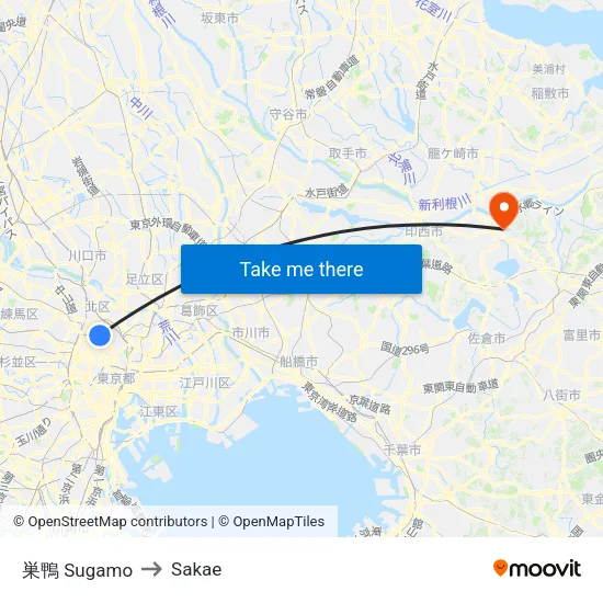 巣鴨 Sugamo to Sakae map