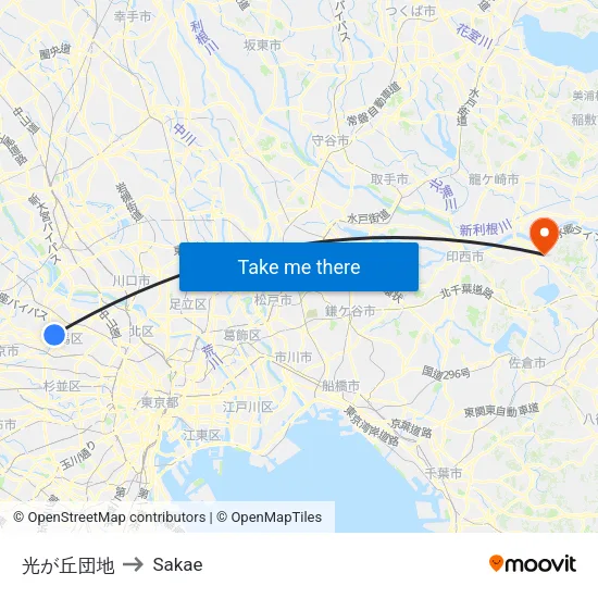 光が丘団地 to Sakae map