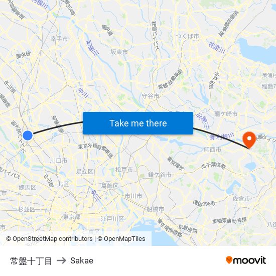 常盤十丁目 to Sakae map