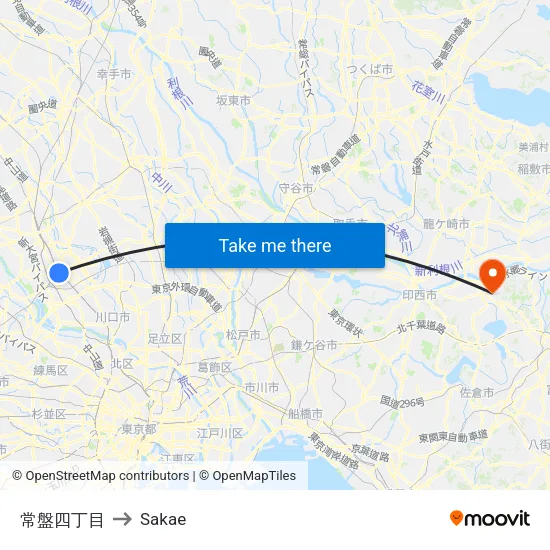 Tokiwa 4-Chome to Sakae map