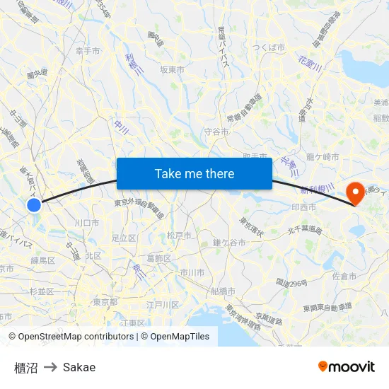 櫃沼 to Sakae map