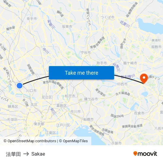 Hoketa to Sakae map