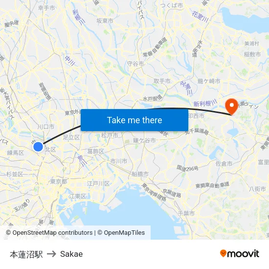 本蓮沼駅 to Sakae map
