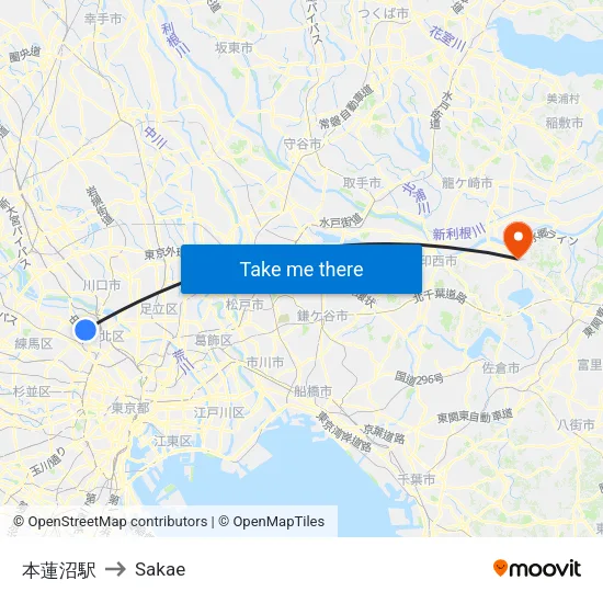 本蓮沼駅 to Sakae map