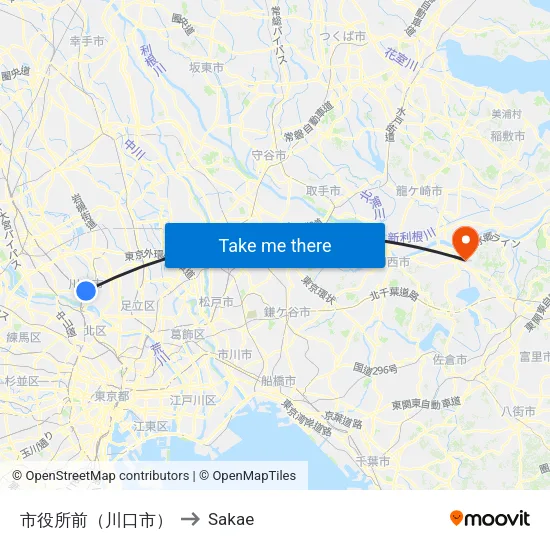 市役所前（川口市） to Sakae map