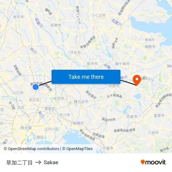 Soka 2-chome to Sakae map