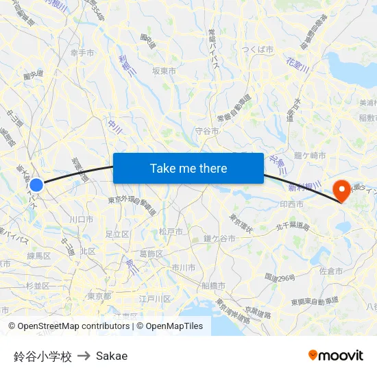 鈴谷小学校 to Sakae map