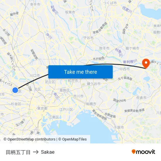 Tagara 5-chome to Sakae map