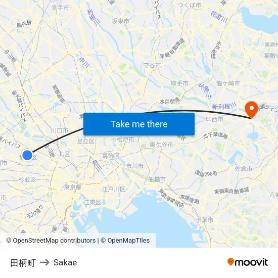 田柄町 to Sakae map
