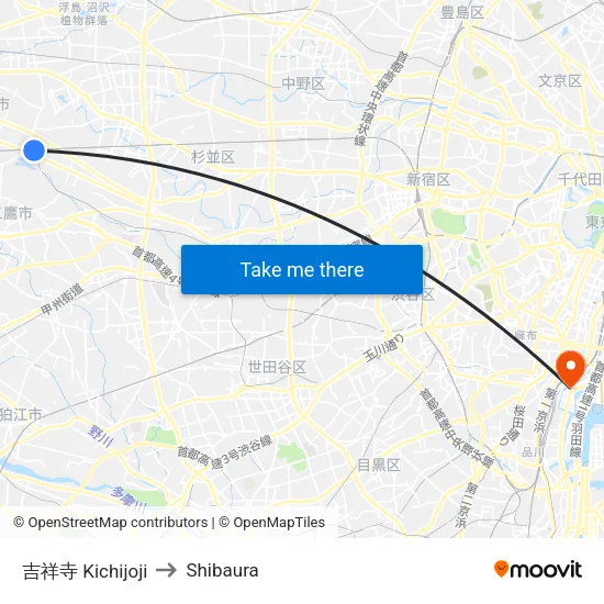 吉祥寺 Kichijoji to Shibaura map