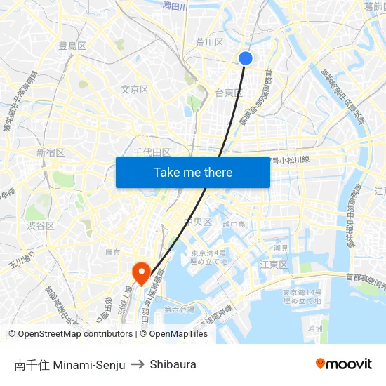 南千住 Minami-Senju to Shibaura map