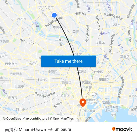 南浦和 Minami-Urawa to Shibaura map