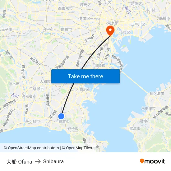 Ofuna to Shibaura map
