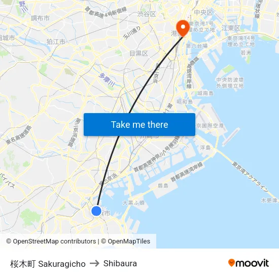 Sakuragicho to Shibaura map