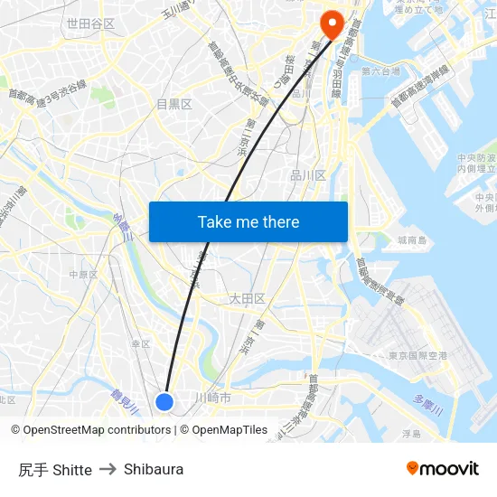尻手 Shitte to Shibaura map