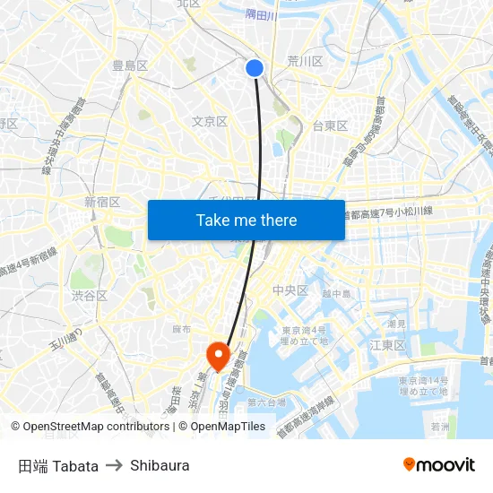 田端 Tabata to Shibaura map