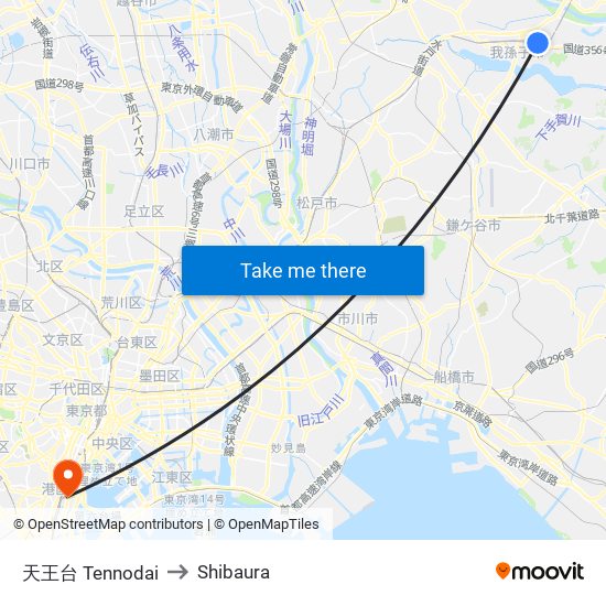 天王台 Tennodai to Shibaura map