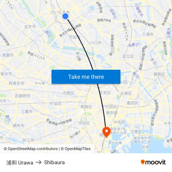 浦和 Urawa to Shibaura map