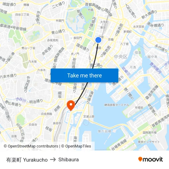 Yurakucho to Shibaura map
